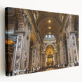 Vatican scenery on large stretched canvas with detailed European architectural elements in natural and earth tones.