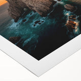 Art deco poster of Baja California scenery in muted earth tones on rolled canvas, suitable for dining room wall art.