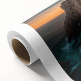 Art deco poster of Baja California scenery on a rolled canvas, with pastel shades, ideal for nursery wall art.