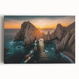 Black and white stretched canvas featuring the Baja California scenery, ideal for kitchen wall art.