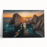 Black and white stretched canvas depicting Baja California scenery, ideal for kitchen wall art or bedroom ambiance.
