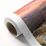 Art deco poster of Cancun scenery on rolled canvas, featuring pastel shades, ideal for nursery wall art.