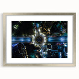 Textured abstract art print of Mexico City in muted earth tones on a framed silver mat, suitable for bedroom decor.