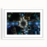 Abstract art print of Mexico City in muted earth tones on a white framed mat, ideal for dining room decor.