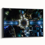 Black and white framed canvas of Mexico City landscape, ideal for bedroom wall art in a vintage poster style.