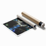 Extra large rolled canvas print depicting vibrant floral scenery of Mexico City, ideal for classy bathroom wall art.