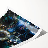 Extra large wall art featuring line art flowers in a Mexico City scenery on a rolled print.