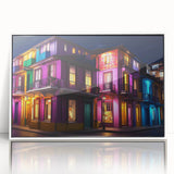 Art deco poster of Guanajuato scenery in muted colors on framed acrylic, suitable for modern nursery decor.