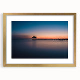 Extra large abstract art print depicting a textured scenery of Oaxaca, in muted earth tones, framed in gold.