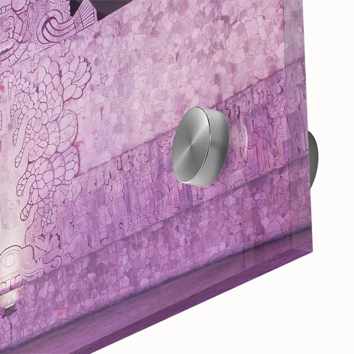 Large abstract wall art featuring Yucatan scenery in vibrant colors on acrylic glass, ideal for dining room ambiance.