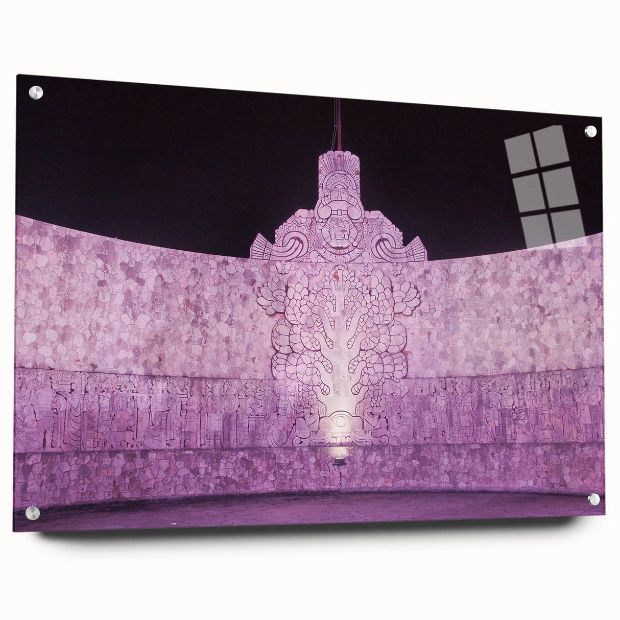 Acrylic glass print of a Yucatan scenery with vivid green and blue tones, ideal for bedroom or dining room decor.
