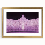 Extra large abstract art print of Yucatan scenery in gold frame, featuring textured layers and earthy tones.