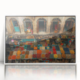 Acrylic print of a Middle Eastern landscape in muted earth tones, framed in white, suitable for modern art wall decor.
