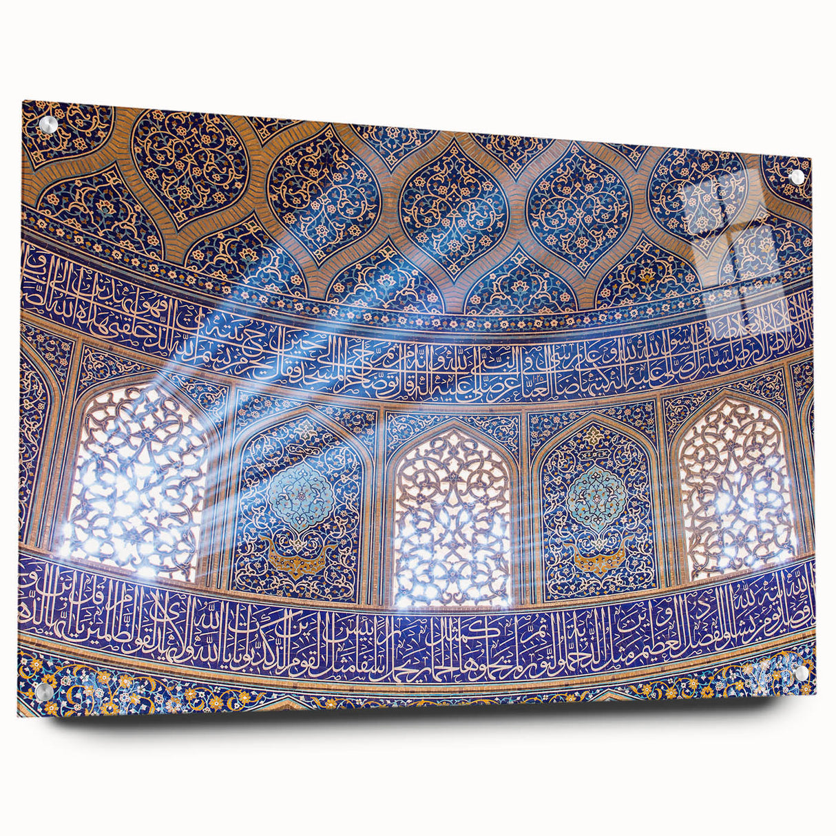 Acrylic glass print of a Middle Eastern landscape in earth tones, suited for bedroom or dining room decor.
