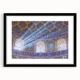 Extra large abstract art print featuring colorful, textured scenery of Middle East Iran, in a black frame with mat.