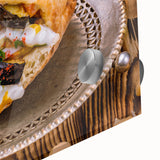 Large abstract depiction of a Middle Eastern landscape in muted earth tones on acrylic glass, ideal for dining room art.