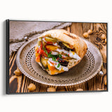 Black and white framed canvas of a Middle Eastern landscape, ideal for bedroom wall art.