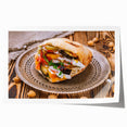 Extra large rolled print depicting Middle-Eastern scenery with vibrant floral elements, ideal for dining room wall art.