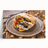 Black and white stretched canvas of a Middle Eastern landscape, ideal for kitchen wall art or bedroom ambiance.