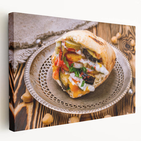 Scenic Middle East landscape on large stretched canvas, featuring earthy tones, ideal for kitchen wall art.