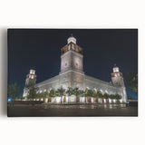 Black and white print of Middle Eastern scenery on stretched canvas, suitable for kitchen wall art.