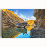 Black and white photograph of an Omani landscape on stretched canvas, suitable for kitchen wall art.