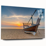 Acrylic print of a large abstract depiction of Qatar scenery in muted earth tones, suitable for bedroom or dining room decor.