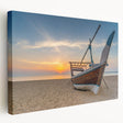 Side view of a stretched canvas depicting a Qatar scenery in muted earth tones, suitable for kitchen wall art.