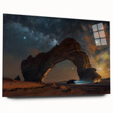 Acrylic print of a large abstract depiction of a Middle Eastern desert landscape in earthy tones.