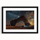 Extra large abstract art print depicting colorful, textured scenery of Saudi Arabia, ideal for living room ambiance.