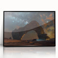 Large abstract wall art depicting a Saudi Arabian landscape in muted earth tones on framed acrylic.