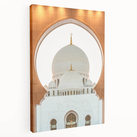 Large stretched canvas depicting a vibrant Abu Dhabi skyline, ideal for kitchen wall art.