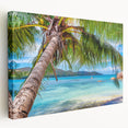 Side view of a stretched canvas featuring a serene Fiji oceanic landscape, ideal for kitchen wall art.