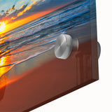 Large abstract wall art of Bora Bora's oceanic scenery in pastel shades, printed on acrylic glass.