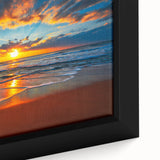 Extra large framed canvas featuring a black textured art depiction of French Polynesia's ocean scenery.