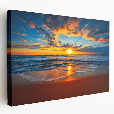 Large art depicting the serene Bora Bora landscape on stretched canvas, ideal for kitchen wall art.
