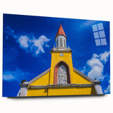 Acrylic print of a large abstract Tahiti seascape in blue and turquoise tones, ideal for bedroom or dining room art.