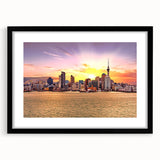 Abstract art print of Auckland featuring textured, colorful strokes on an extra large canvas, ideal for living room decor.
