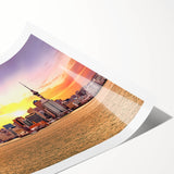 Extra large rolled print of Auckland scenery with vibrant green and blue tones, suitable for art wall dining room.