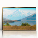 Large art print of a serene New Zealand Canterbury landscape in muted earth tones on a framed acrylic.