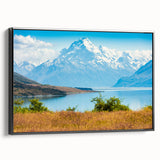 Black and white landscape art painting of Canterbury, New Zealand on framed canvas, ideal for bedroom wall decor.