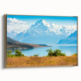 Framed canvas featuring a black and white vintage landscape painting of Canterbury, New Zealand, ideal for bedroom wall art.