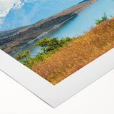 Art deco poster depicting the Canterbury, New Zealand scenery in muted earth tones on rolled canvas.