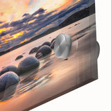 Large abstract wall art depicting Otago, New Zealand scenery in muted earth tones on acrylic glass.