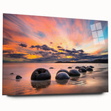 Large abstract wall art of Otago, New Zealand scenery in muted earth tones on acrylic glass.