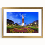 Extra large abstract art print featuring textured scenery of Buenos Aires in muted earth tones, framed in gold.