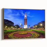 Framed canvas featuring a vintage-style landscape painting of Buenos Aires in black and gold tones.