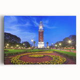 Black and white large art print of Buenos Aires cityscape on stretched canvas, ideal for kitchen wall art.