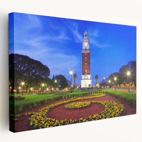 Abstract Buenos Aires cityscape in muted earth tones on stretched canvas, suitable for kitchen wall art.