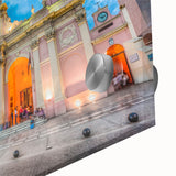 Large abstract wall art of a South American scenery in muted earth tones on acrylic glass, ideal for dining room ambiance.